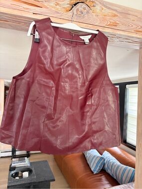 H&M Faux Leather Sleeveless Top in Burgundy size large